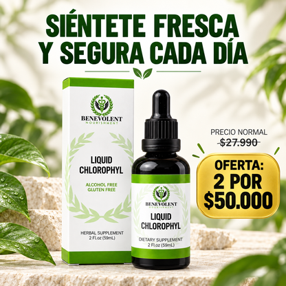 CLOROFILA LÍQUIDA BENEVOLENT  Haz de tu bienestar una prioridad.